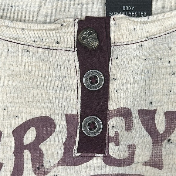 Harley-Davidson Retro Style Mesh Insert Long Sleeve Henley Top - S - Picture 5 of 8